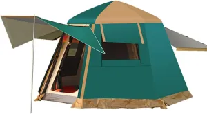 GeRRiT Family Camping Tent Double Layer Automatic Opening Hydraulic Tent Dome Tent with Porch for Climbing Fishing Festivals Garden