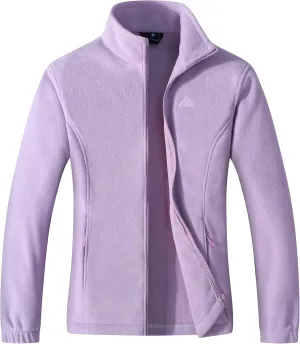 GIMECEN Women's Lightweight Full Zip Soft Polar Fleece Jacket Outdoor Recreation Coat With Zipper Pockets