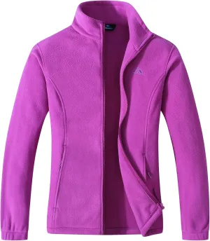 GIMECEN Women's Lightweight Full Zip Soft Polar Fleece Jacket Outdoor Recreation Coat With Zipper Pockets