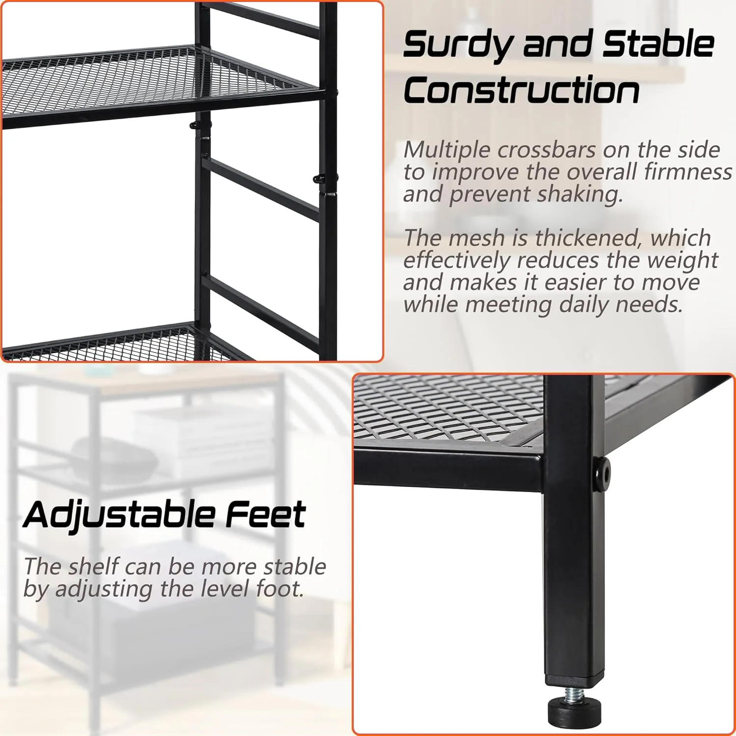 GIOTORENT 3-Tier Record Player Stand with Vinyl Storage, Tall Nightstand with Adjustable Shelf, Narrow Side Table/Bedside Table for Living Room, Bedroom, Office, Bathroom, Rustic Brown and Black