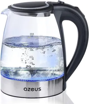 Glass Electric Kettle - 1.8L Fast Boiling Auto-Shutoff & Anti-Dry Heat Safety Kettle for Home/Office, Borosilicate Glass with LED Indicator (white)