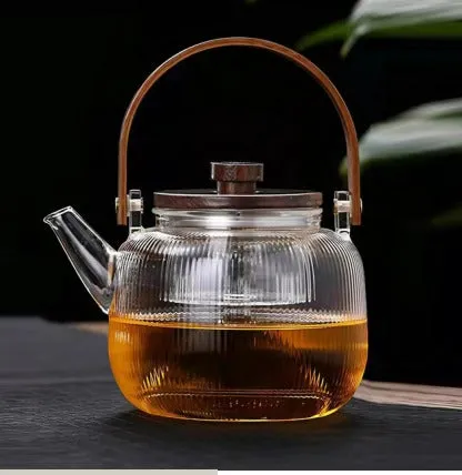 Glass "striped" Kettle w/ 2 Infusers (1.2L/45oz)