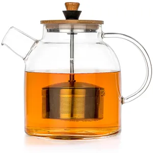 Glass Teapot Kettle 47oz W/Infuser (Stove Safe) - Tealyra