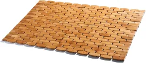 GOBAM Rollable Bamboo Bathroom Floor Mat - Non-Slip Bathtub Mat for Spa, Sauna, Kitchen, Outdoor Shower, RV, Water-Resistant Wooden Shower Mat - Natural, 23.6 x 15.7 inch