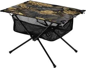 Gold Tropical Leaves Portable Folding Camping Table, Compact Lightweight Beach Table with Carrying Bag for Outdoor Picnics, BBQs, Camp
