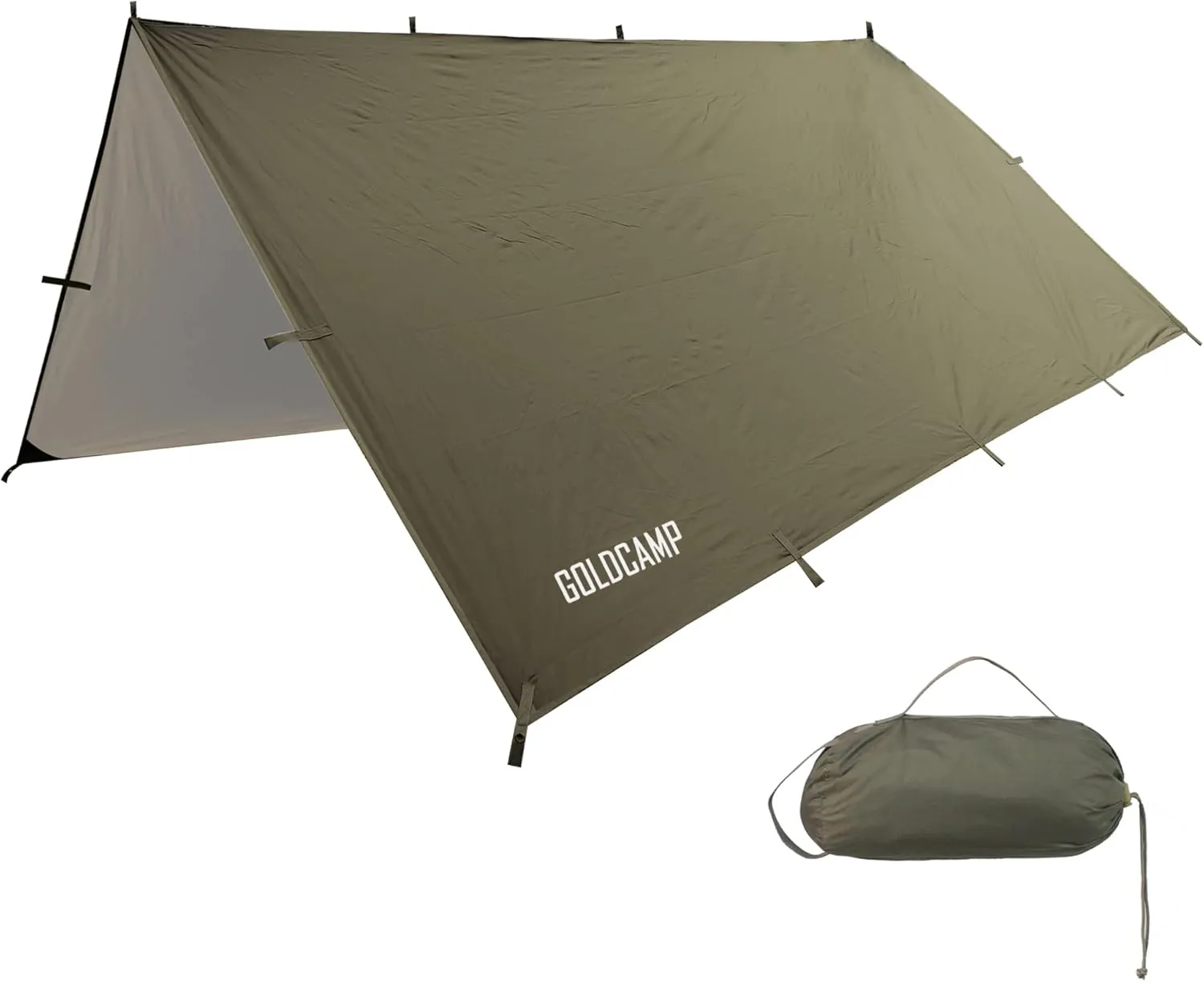 GoldCamp Camping Tarp for Rain Fly Backpacking, Camping, Hiking, Hunting, Fishing, Survival Nylon Tarp Tent,Waterproof, Durable,Easy Set Up 10 * 10 with Carry Bag