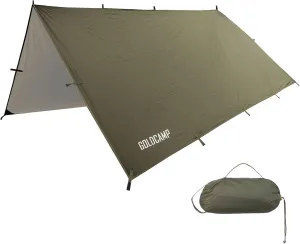 GoldCamp Camping Tarp for Rain Fly Backpacking, Camping, Hiking, Hunting, Fishing, Survival Nylon Tarp Tent,Waterproof, Durable,Easy Set Up 10 * 10 with Carry Bag