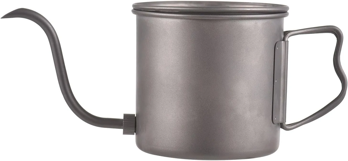 Gooseneck Coffee Kettle, 400ml Pour Over Kettle Ti Folding Handle Water Kettle with Lid