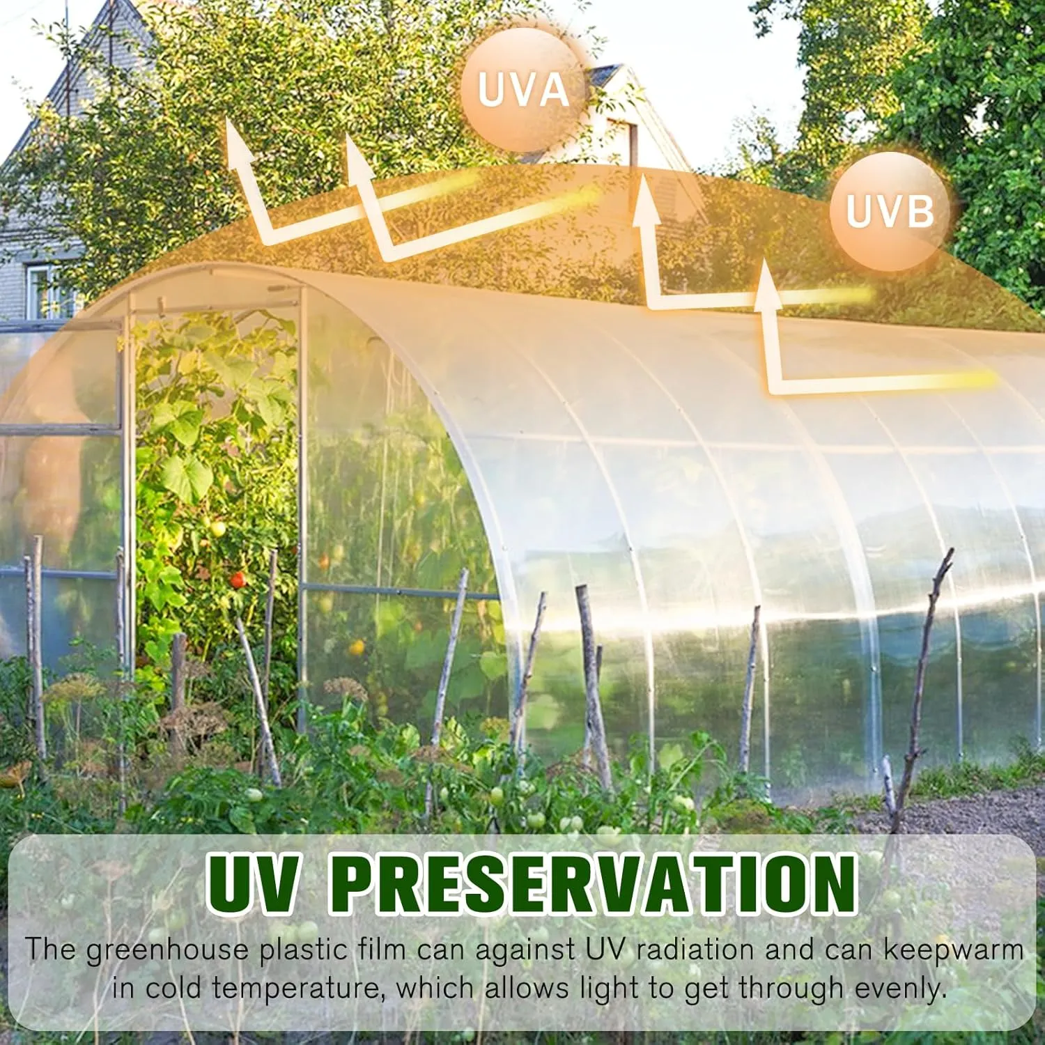 Greenhouse Plastic Sheeting- 6 mil Clear Plastic Sheeting -Waterproof Cover, UV Resistant Poly Tarp Hoop Covering for Farms Greenhouse Garden Outdoor, 16x16 FT