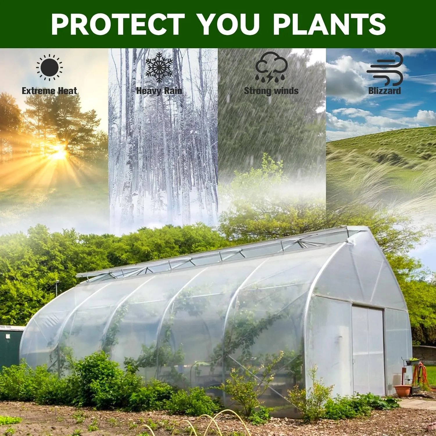 Greenhouse Plastic Sheeting- 6 mil Clear Plastic Sheeting -Waterproof Cover, UV Resistant Poly Tarp Hoop Covering for Farms Greenhouse Garden Outdoor, 16x16 FT