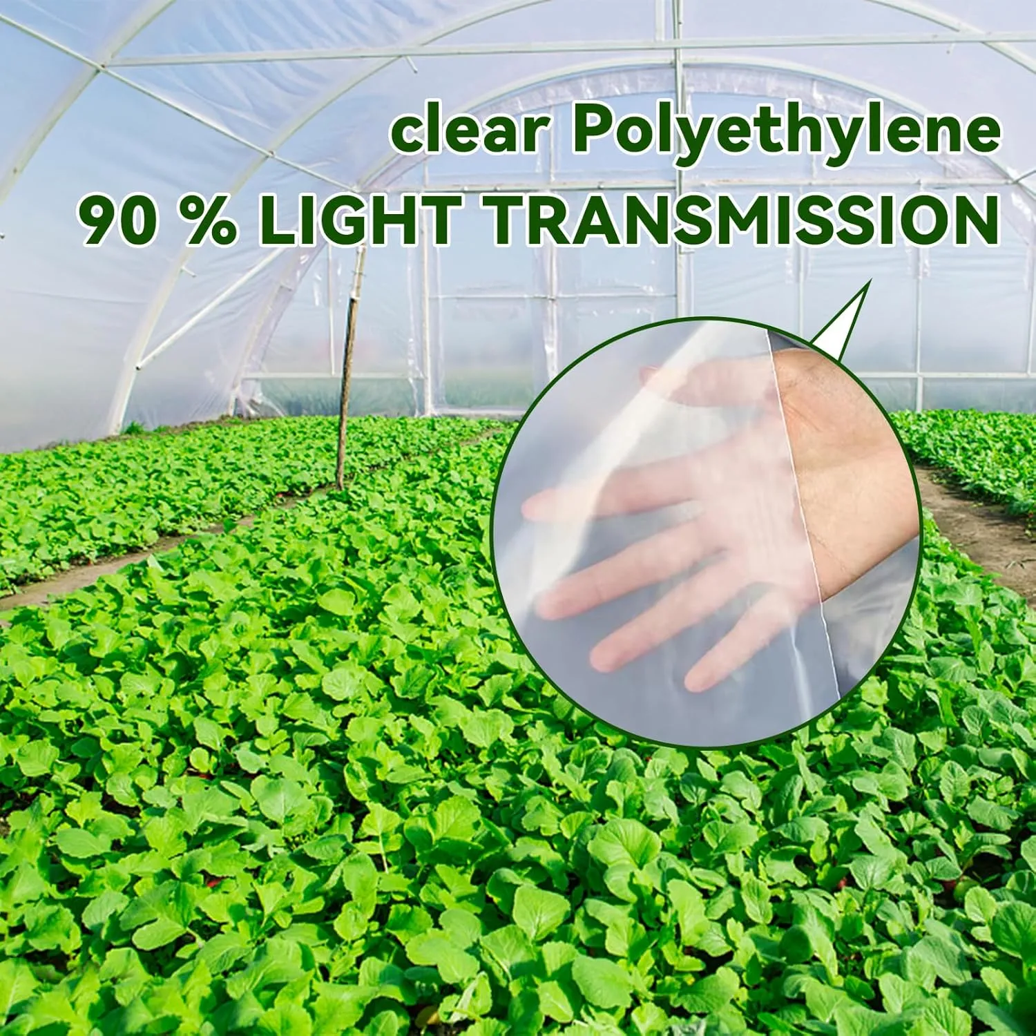 Greenhouse Plastic Sheeting- 6 mil Clear Plastic Sheeting -Waterproof Cover, UV Resistant Poly Tarp Hoop Covering for Farms Greenhouse Garden Outdoor, 16x16 FT