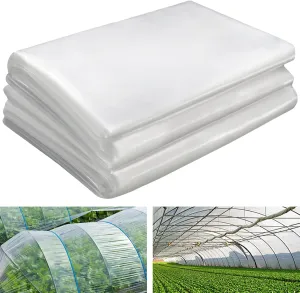 Greenhouse Plastic Sheeting- 6 mil Clear Plastic Sheeting -Waterproof Cover, UV Resistant Poly Tarp Hoop Covering for Farms Greenhouse Garden Outdoor, 16x16 FT