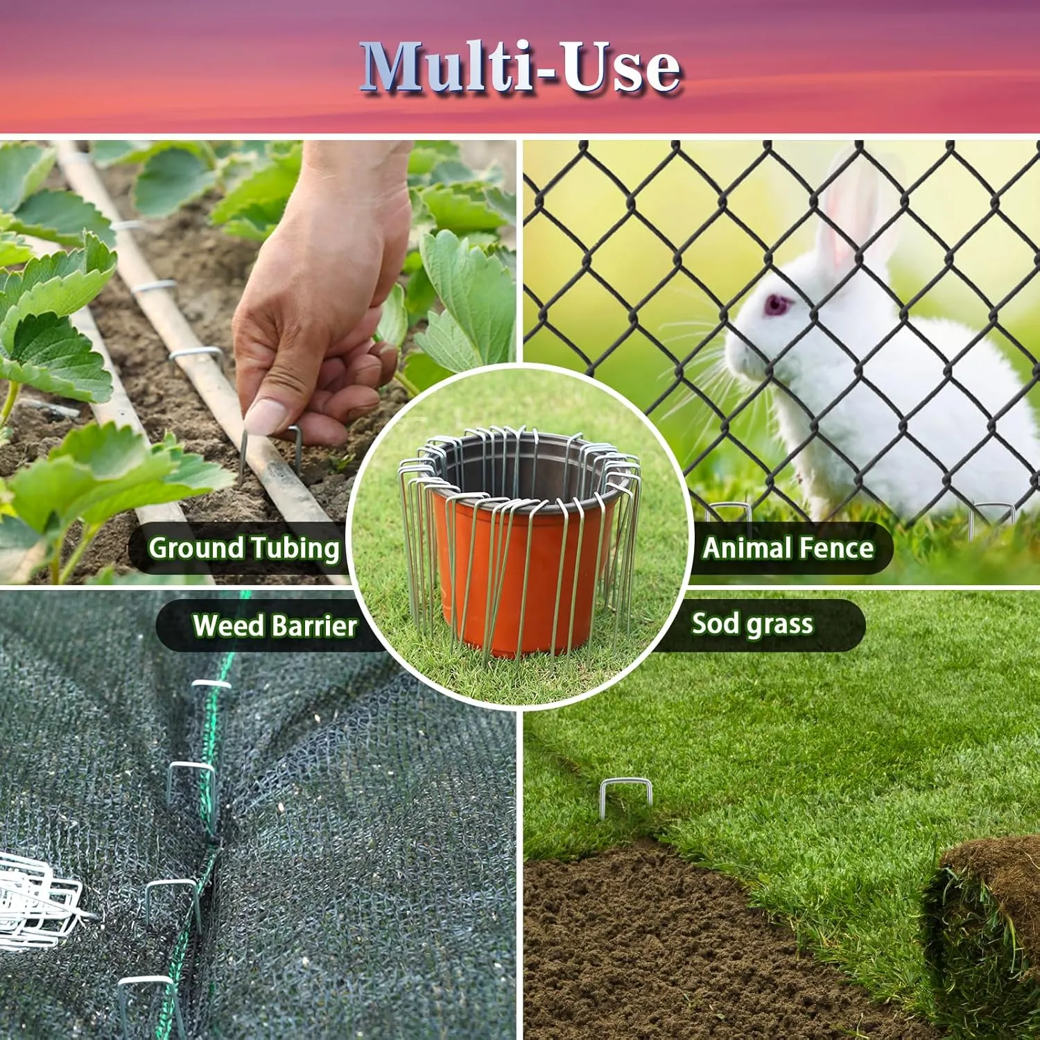 Gtongoko Landscape Staples 10 Inch 11 Gauge 50 Pack Garden Stakes Upgraded Tent Stakes Galvanized SOD Pins Ground Stakes Yard Stakes for Weed Barrier Fabric Ground Plant Cover Stakes Outdoor Décor