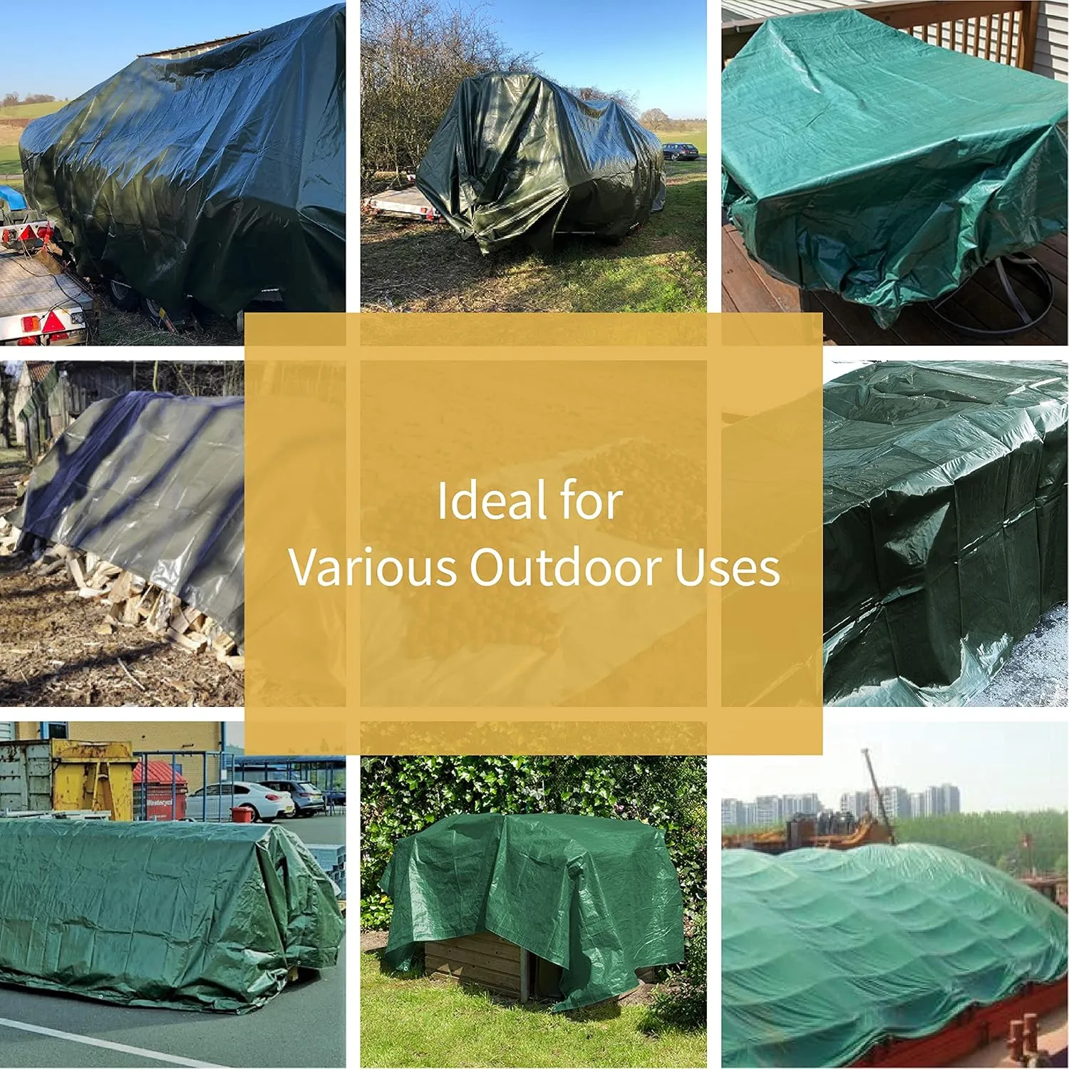 GUARD SHIELD Green/Sliver Tarp 20x30 Feet Waterproof Tarps Lightweight Camping Tarp Outdoor Multi Purpose Poly Cover 6mil
