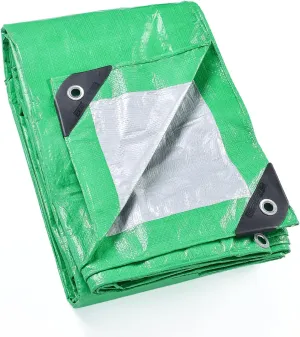 GUARD SHIELD Green/Sliver Tarp 20x30 Feet Waterproof Tarps Lightweight Camping Tarp Outdoor Multi Purpose Poly Cover 6mil