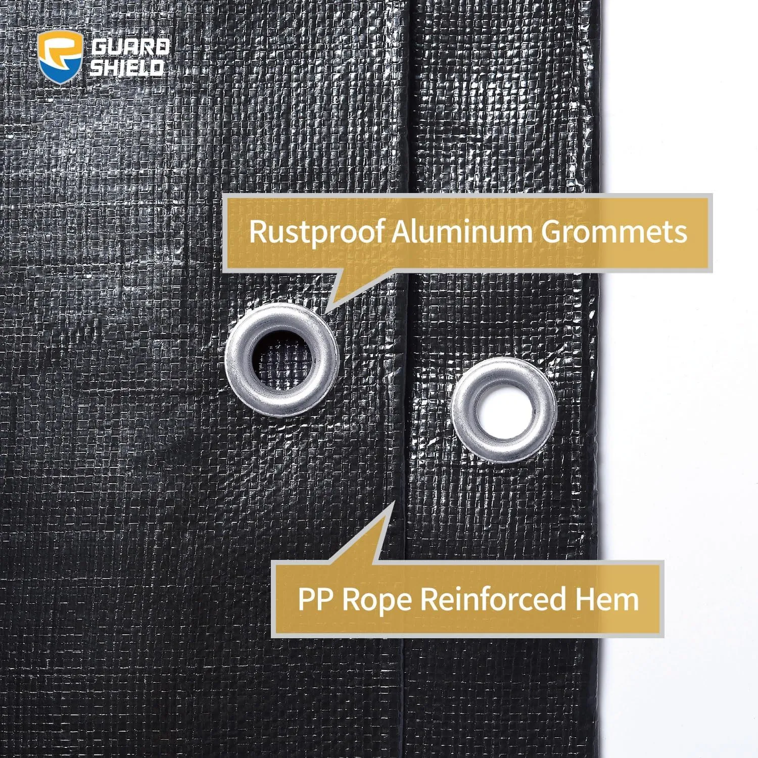 GUARD SHIELD Heavy Duty Tarp 20x20 Feet Black Tarp Large Outdoor Tarps Waterproof with Grommets Cover 12mil