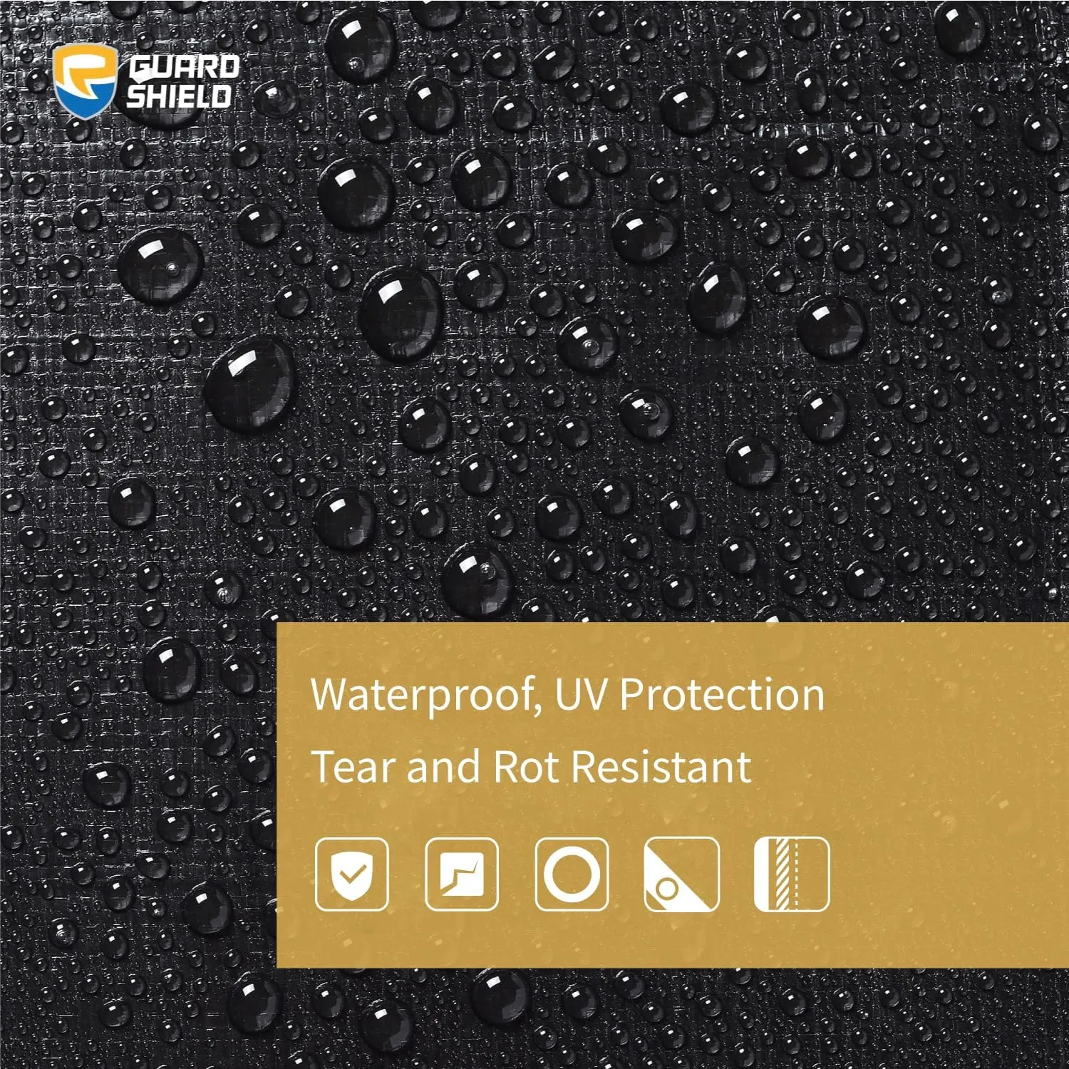 GUARD SHIELD Heavy Duty Tarp 20x20 Feet Black Tarp Large Outdoor Tarps Waterproof with Grommets Cover 12mil