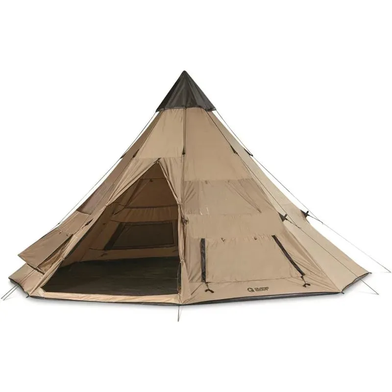 Guide Gear 18' Teepee Tent - Waterproof 8-Person Canvas Camping Shelter