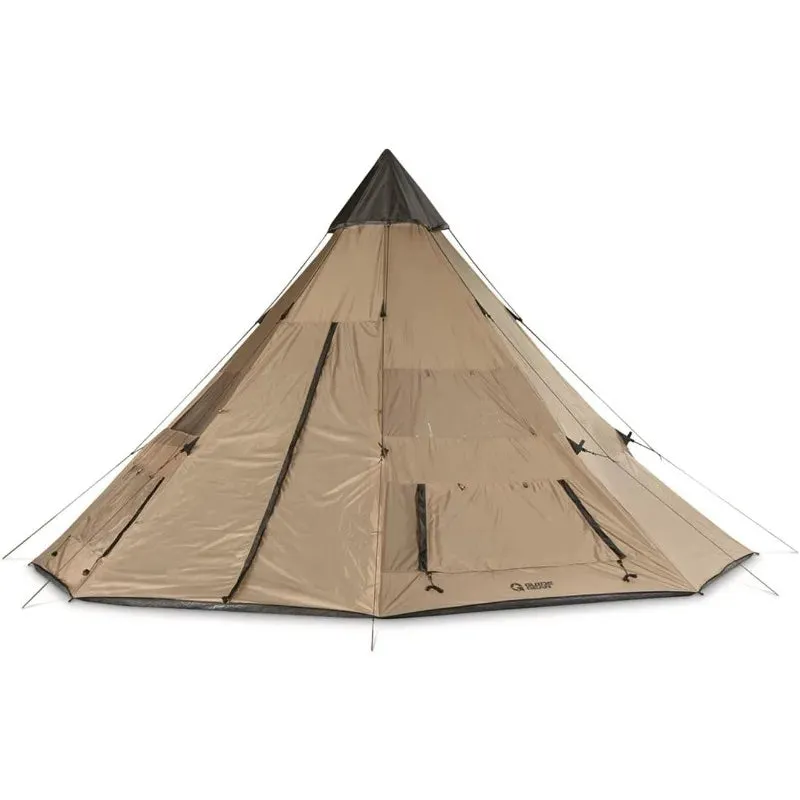 Guide Gear 18' Teepee Tent - Waterproof 8-Person Canvas Camping Shelter