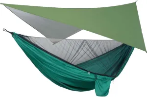 Hammock Camping Hammock with Rain Fly Tarp and Mosquito Net Tent Tree Straps Portable Single Double Nylon Parachute Hammock for Travel