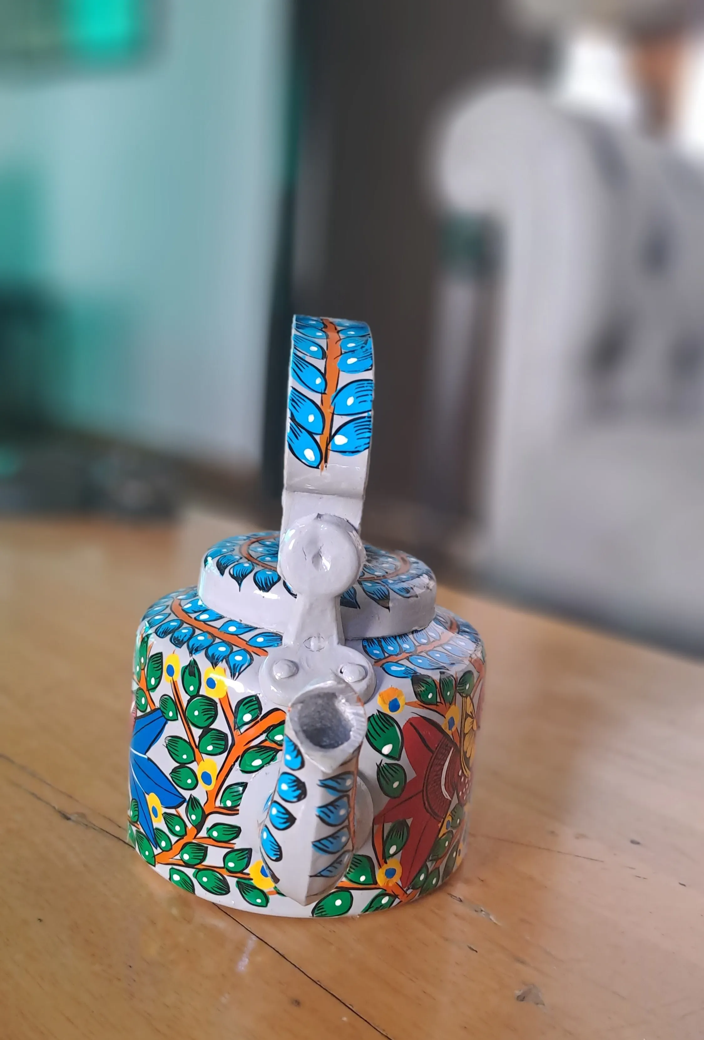 Hand Painted Aluminum Kettle (Grey)