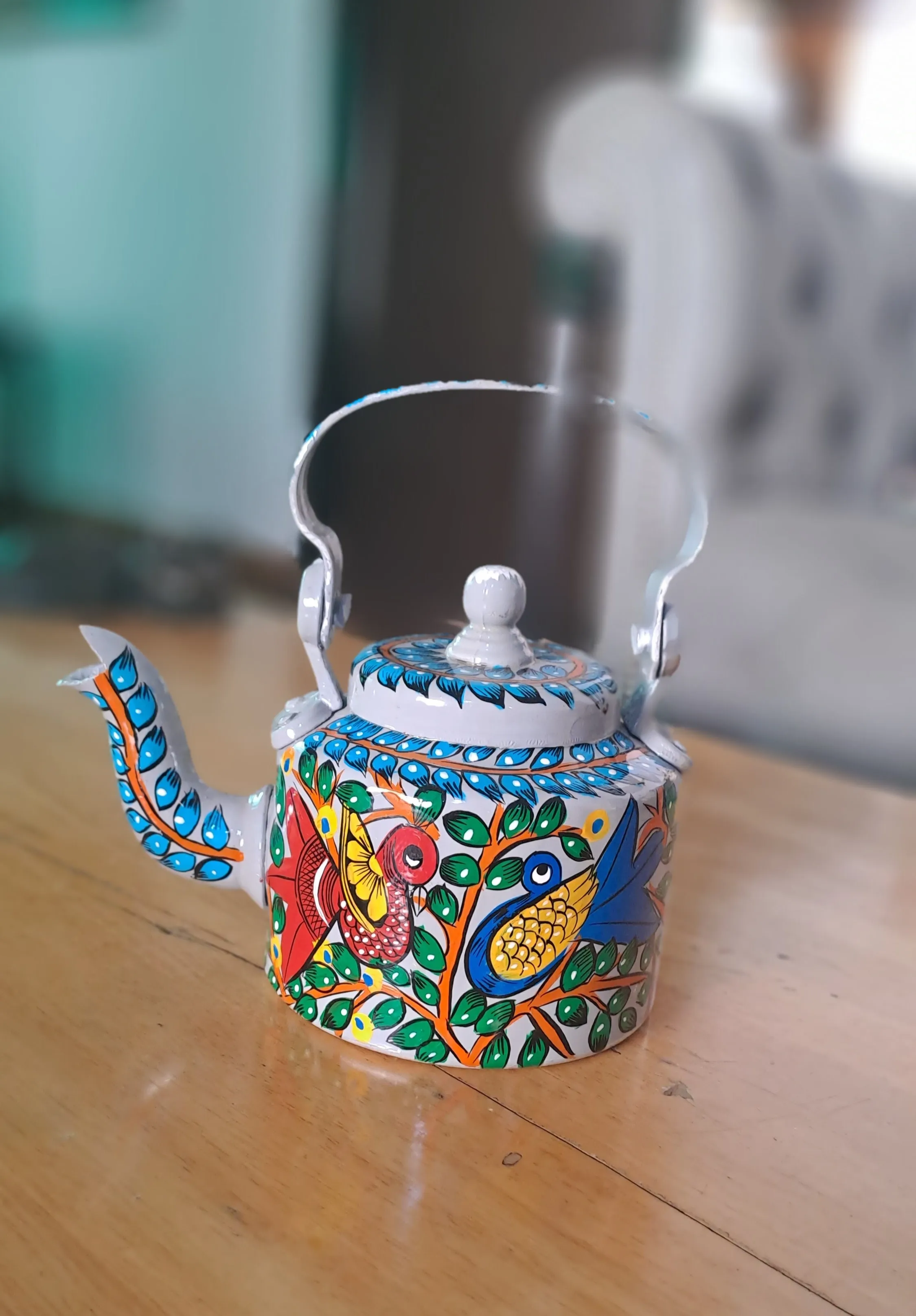 Hand Painted Aluminum Kettle (Grey)