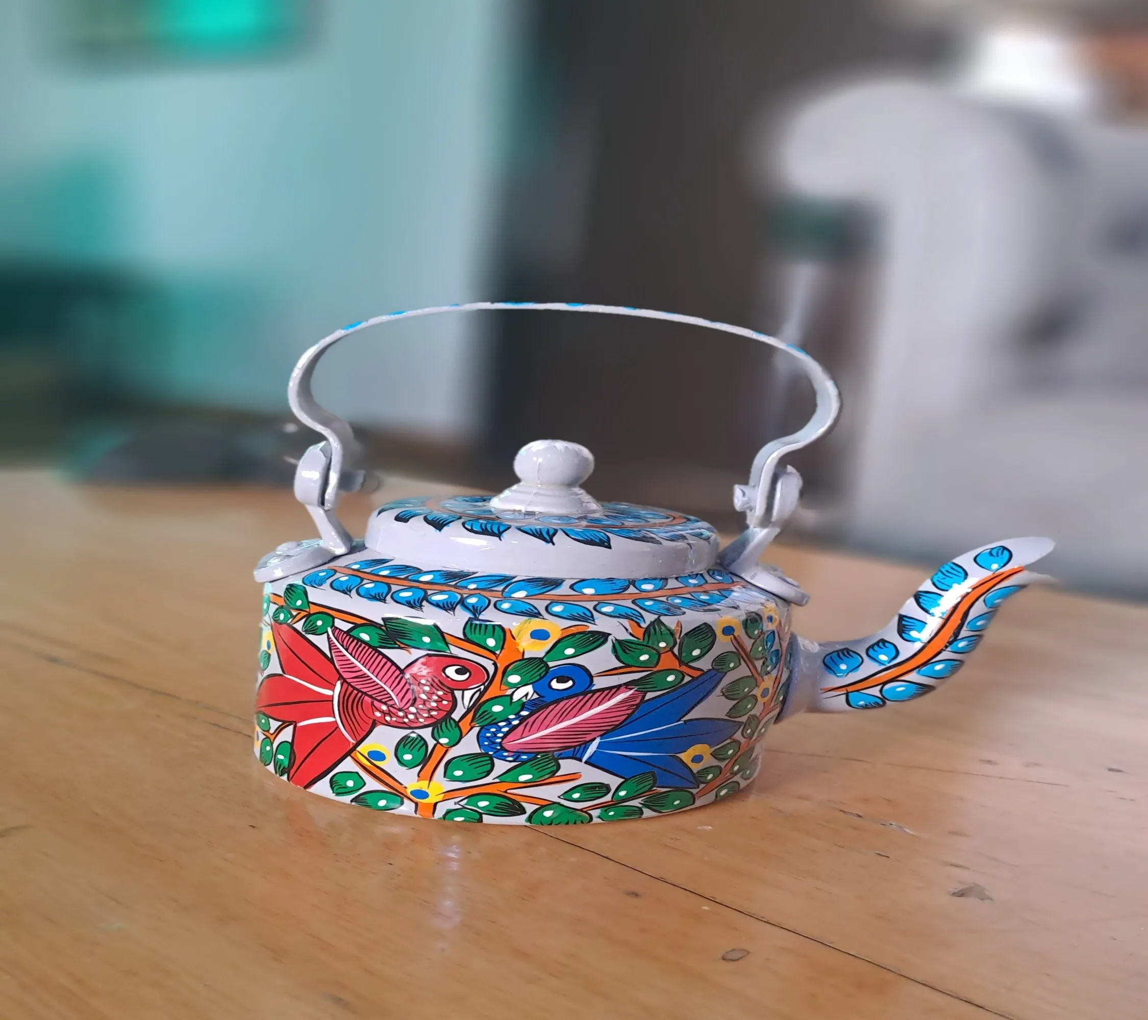 Hand Painted Aluminum Kettle (Grey)