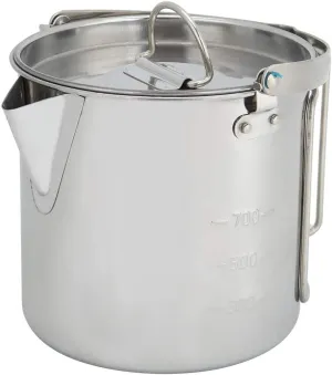 Hanging Camping Coffee Pot, 1.2L Stainless Steel Portable Camping Percolator Outdoor Teapot with Handles and with Lids for Hiking, Picnic, Backpacking