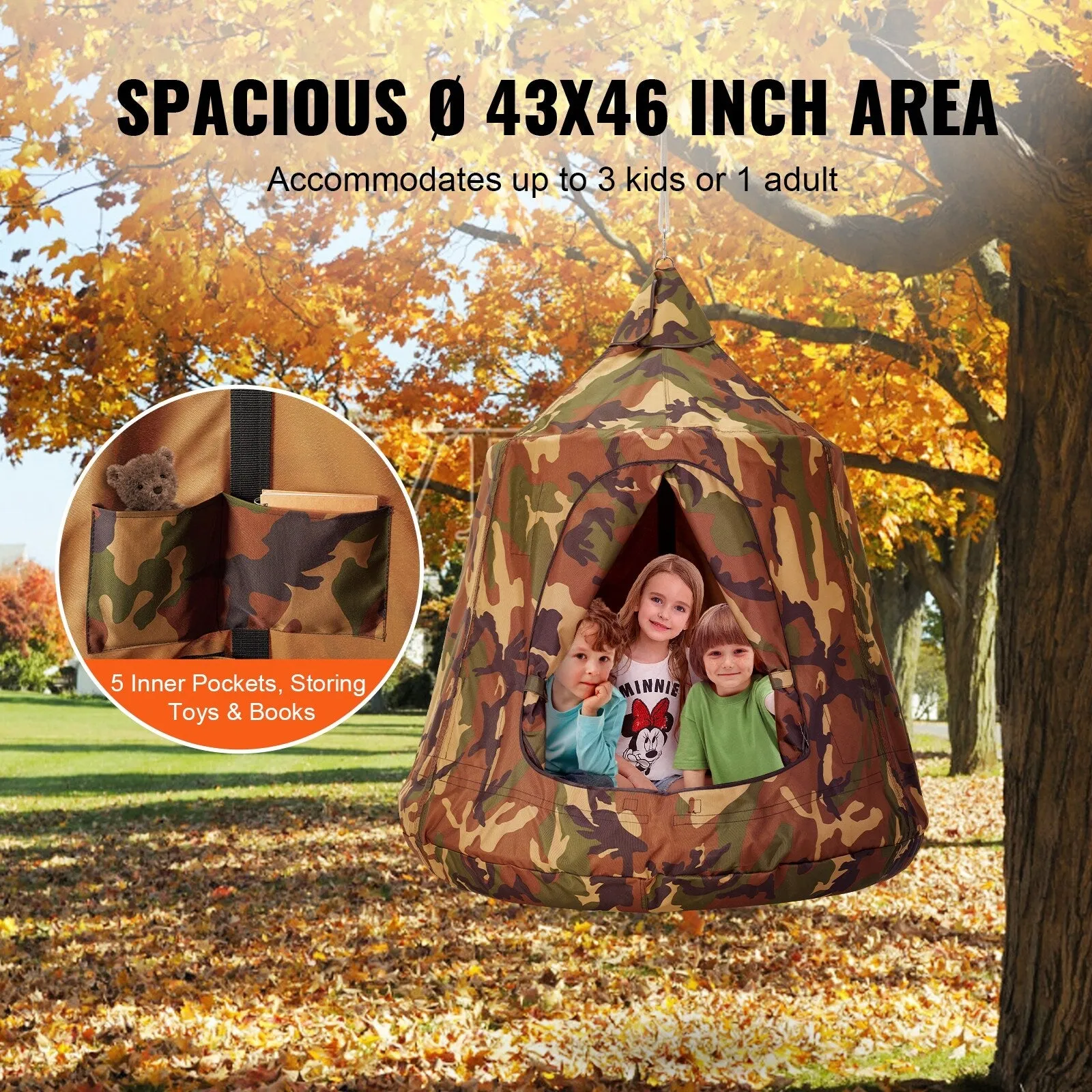 Hanging Tree Tent Inflatable Base, Ceiling Swing Pod Play Tent for Kids & Adults