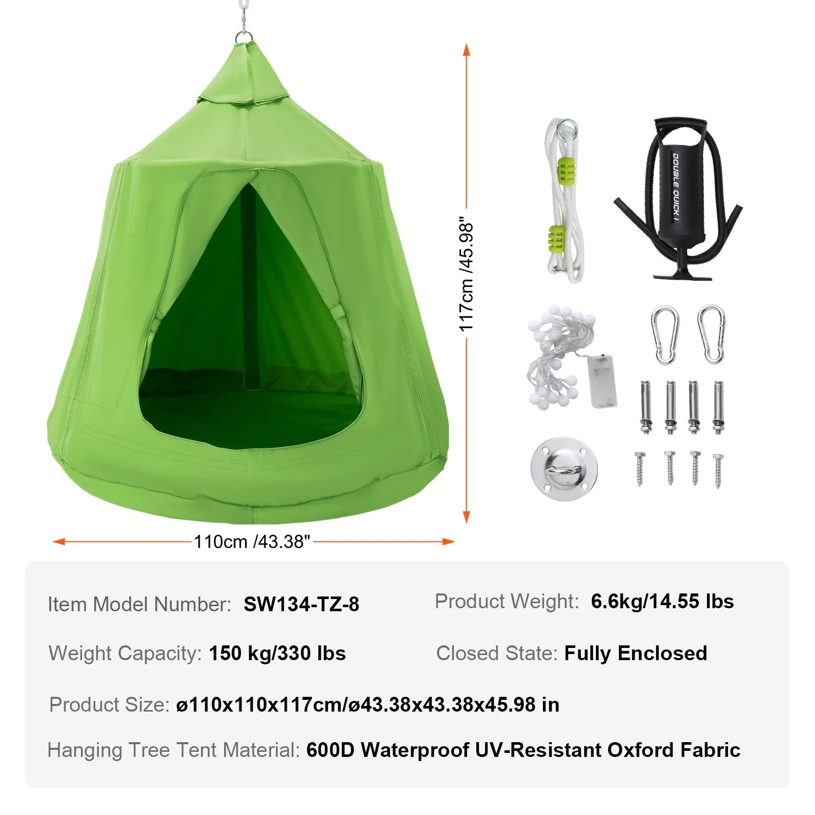 Hanging Tree Tent Inflatable Base, Ceiling Swing Pod Play Tent for Kids & Adults