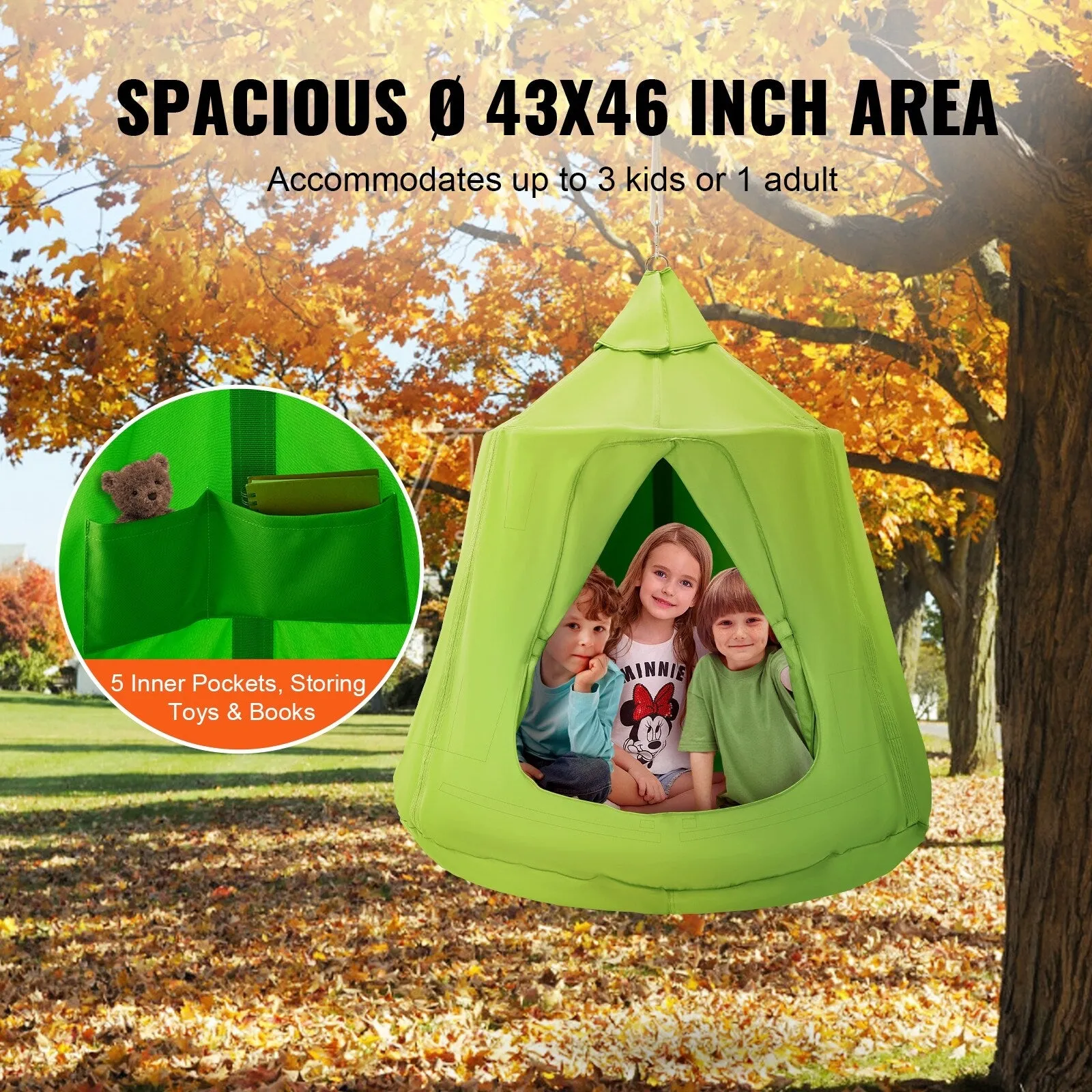 Hanging Tree Tent Inflatable Base, Ceiling Swing Pod Play Tent for Kids & Adults