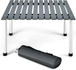 HAPPYGRILL Wooden Roll Up Folding Picnic Table for 4-6 People, 27x27in Travel Camping Table with Carrying Bag, Portable Lightweight Floor Table for Camping Beach BBQ Party Patio