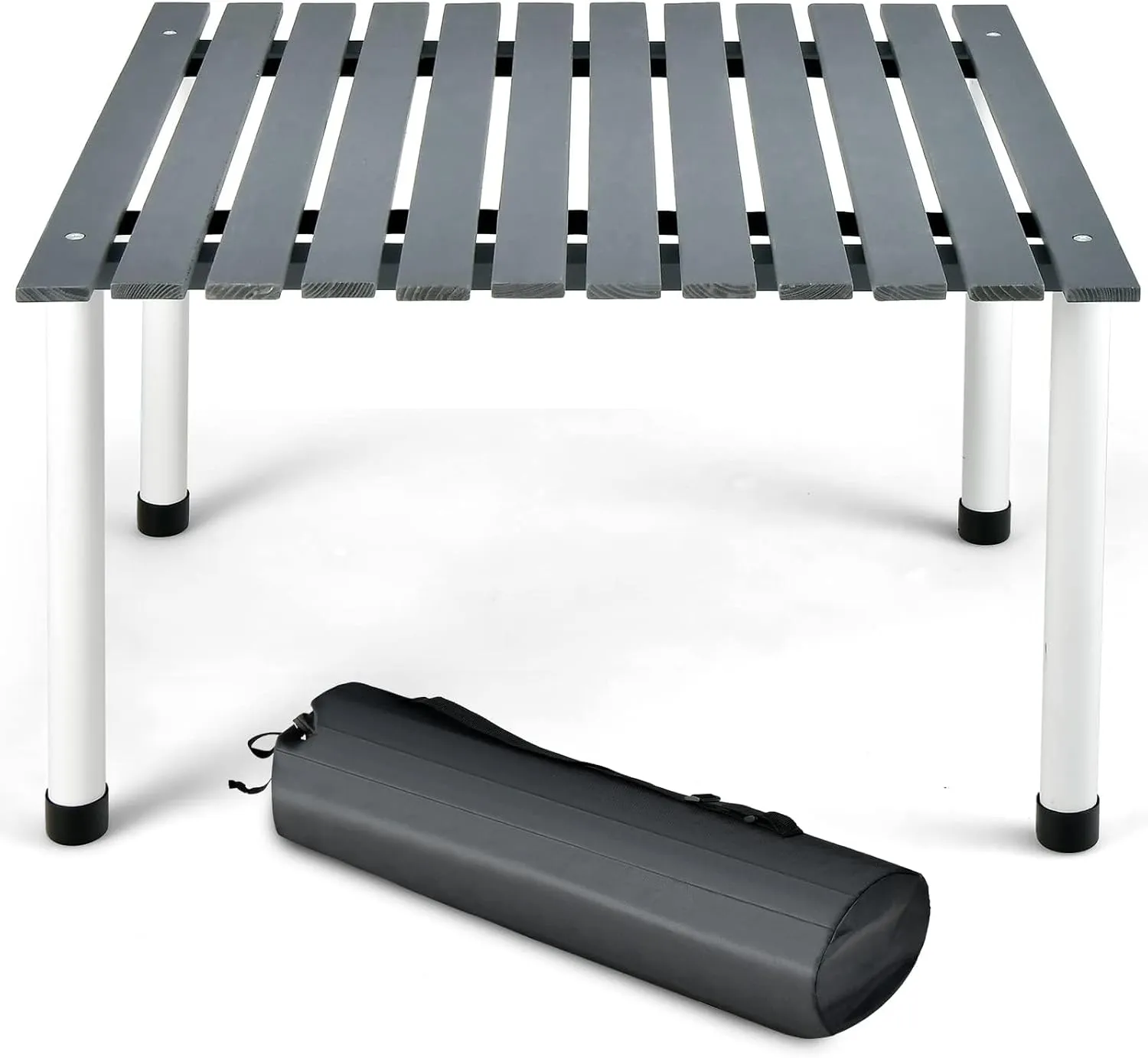 HAPPYGRILL Wooden Roll Up Folding Picnic Table for 4-6 People, 27x27in Travel Camping Table with Carrying Bag, Portable Lightweight Floor Table for Camping Beach BBQ Party Patio