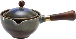 Happyyami Ceramic Teapot Infuser Rotatory Heat-resistant Portable Kettle for Tea Lovers Go