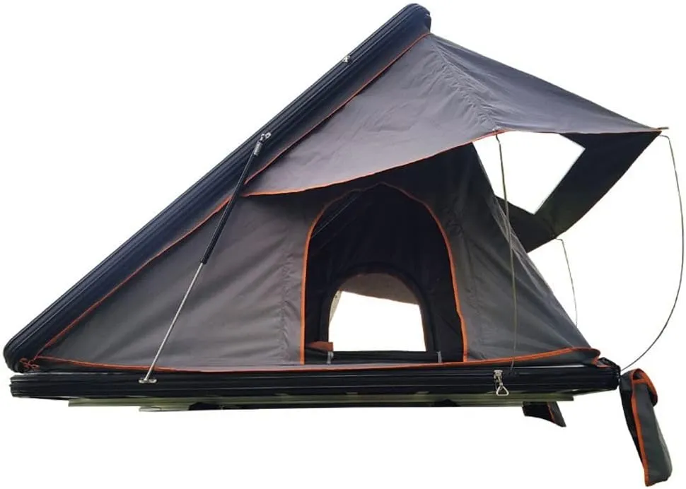 Hard Shell Rooftop Tent Triangle Roof Tent 3 Persons Camping Tent with Extendable Aluminum Ladder, Waterproof Family Tent, 2 Doors and Side Windows, Instant Easy Pop Up Camping Tent