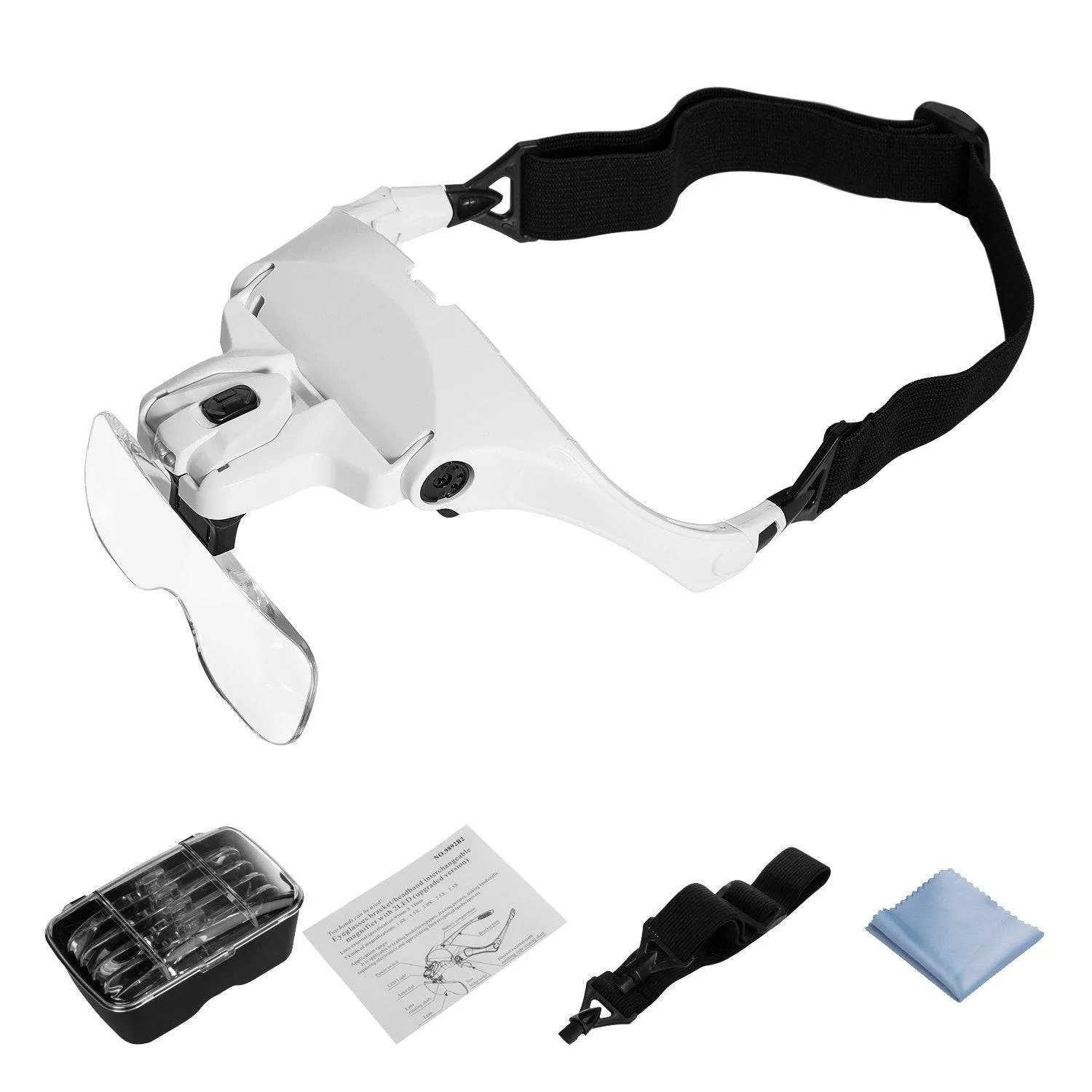 Headband Magnifier with LED Light, Head Mount Magnifier Glasses Light