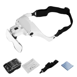 Headband Magnifier with LED Light, Head Mount Magnifier Glasses Light