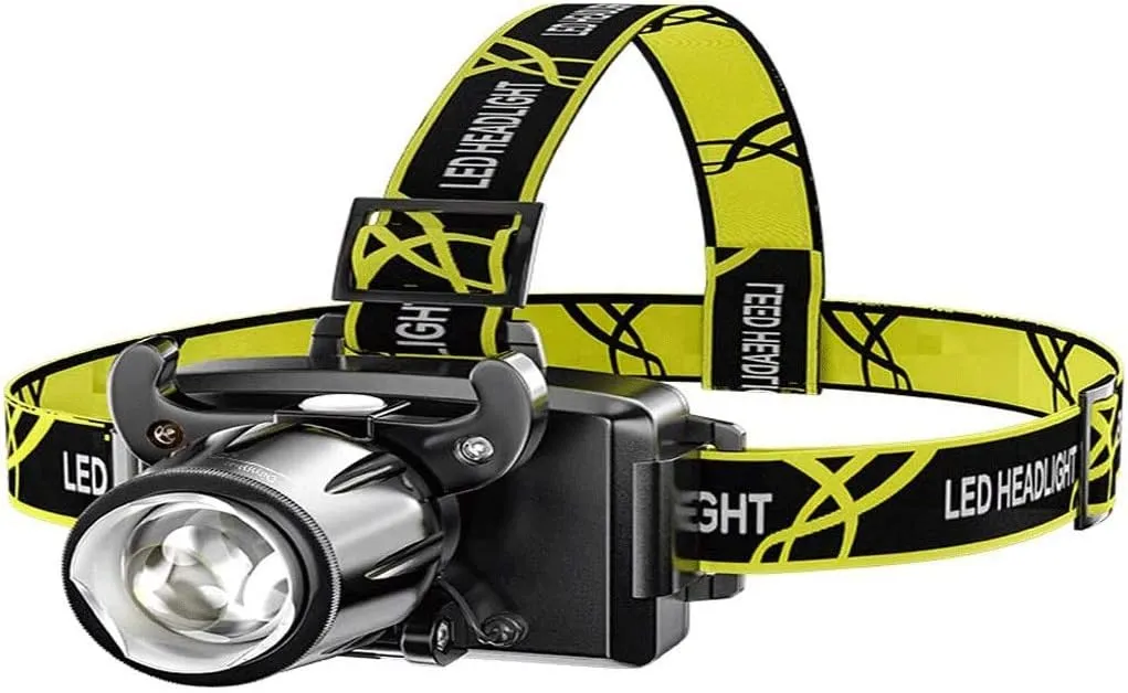 Headlamp， Adjustable Focal Length and Adjustable Angle Headlight Waterproof Intelligent Induction Headlamp Source Focusing Searchlight Head Lights for Hiking Outdoor Camping