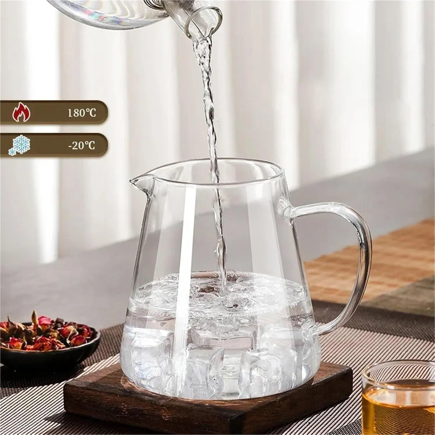 Heat Resistant Glass Teapot For Induction Cooker Tea Kettle With Stainless Steel Strainer Infuser Teawear Glass Teapot For Indoor(950ml)
