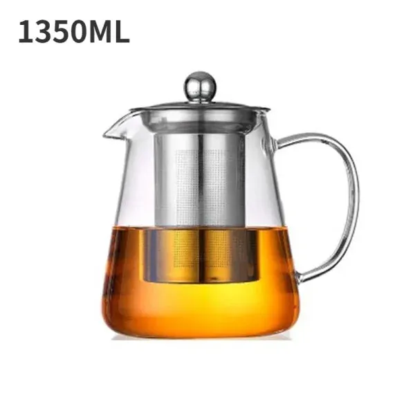 Heat Resistant Glass Teapot with Infuser - Stainless Steel Flower Tea Kettle for Kung Fu & Oolong