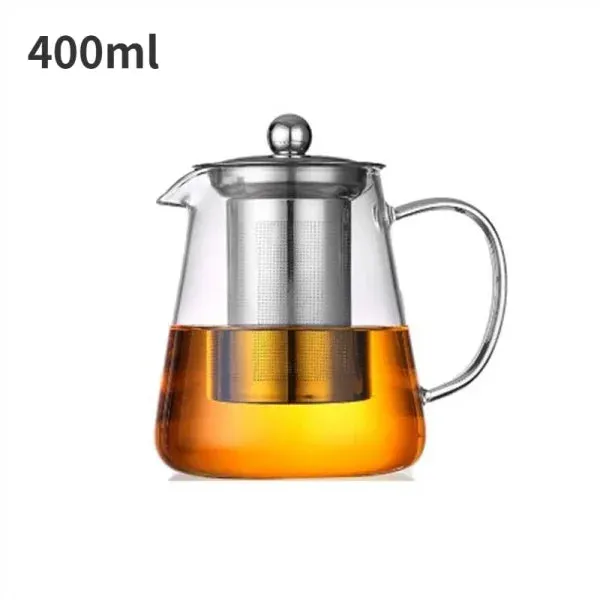 Heat Resistant Glass Teapot with Infuser - Stainless Steel Flower Tea Kettle for Kung Fu & Oolong