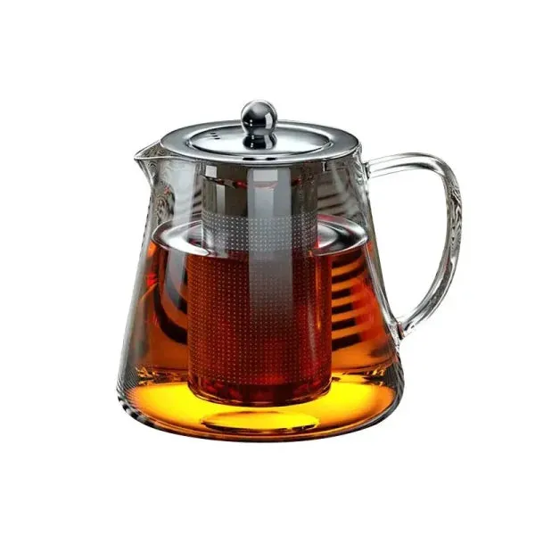Heat Resistant Glass Teapot with Infuser - Stainless Steel Flower Tea Kettle for Kung Fu & Oolong