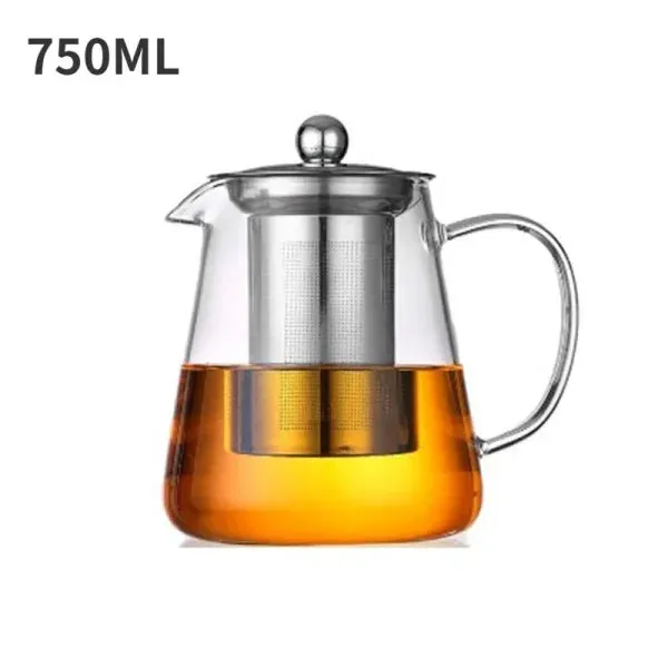 Heat Resistant Glass Teapot with Infuser - Stainless Steel Flower Tea Kettle for Kung Fu & Oolong