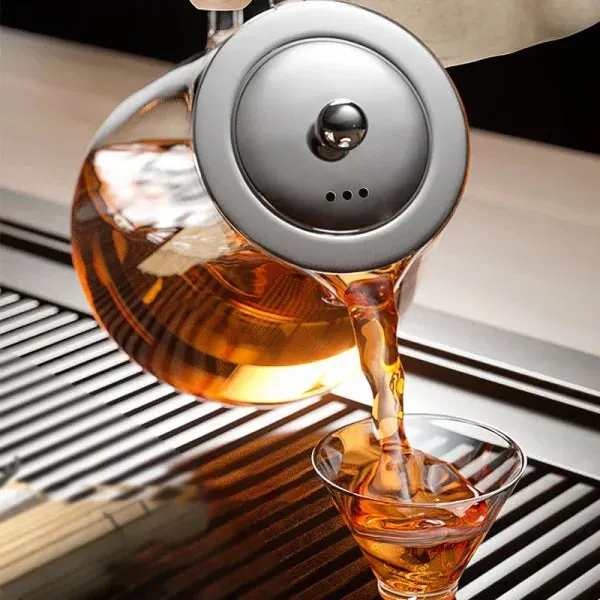 Heat Resistant Glass Teapot with Infuser - Stainless Steel Flower Tea Kettle for Kung Fu & Oolong