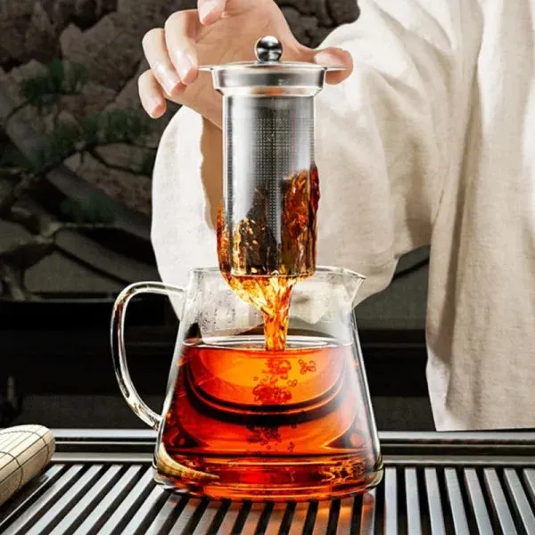 Heat Resistant Glass Teapot with Infuser - Stainless Steel Flower Tea Kettle for Kung Fu & Oolong