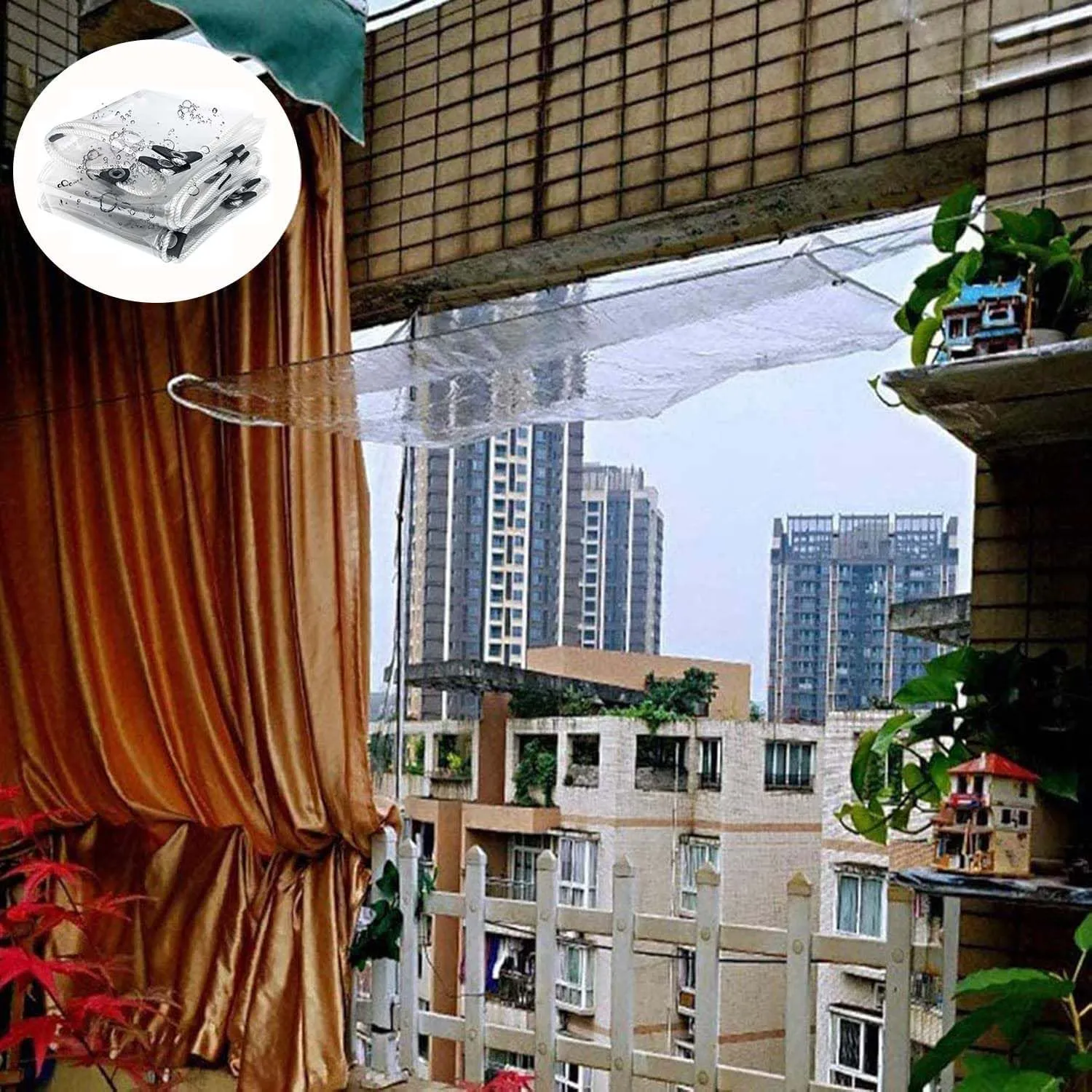 Heavy Duty Clear PVC Tarp 3.6x4.9ft, Clear Waterproof Tarps Tear Resistant with Grommets, PVC Tarpaulin Transparent Cover for Boat, Patio & Garden