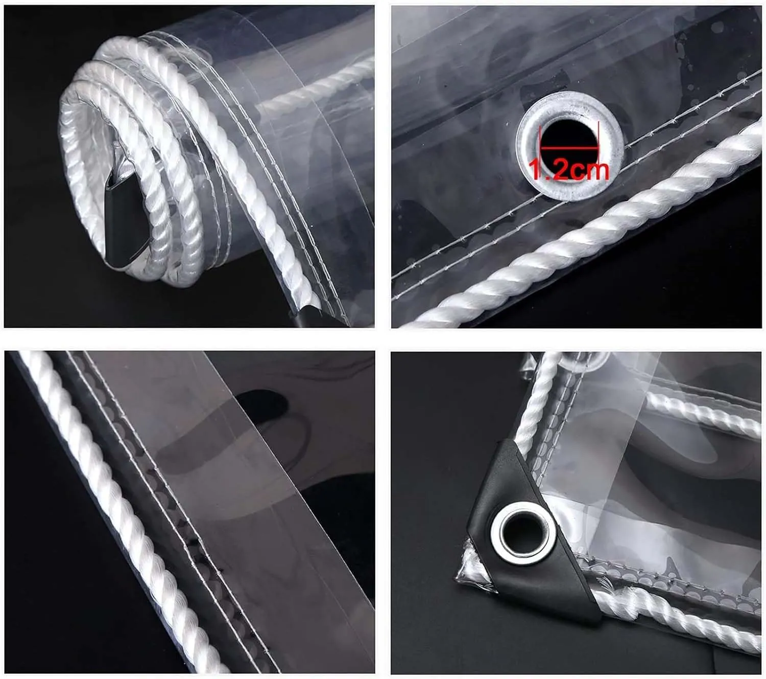 Heavy Duty Clear PVC Tarp 3.6x4.9ft, Clear Waterproof Tarps Tear Resistant with Grommets, PVC Tarpaulin Transparent Cover for Boat, Patio & Garden