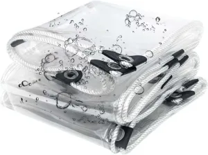 Heavy Duty Clear PVC Tarp 3.6x4.9ft, Clear Waterproof Tarps Tear Resistant with Grommets, PVC Tarpaulin Transparent Cover for Boat, Patio & Garden