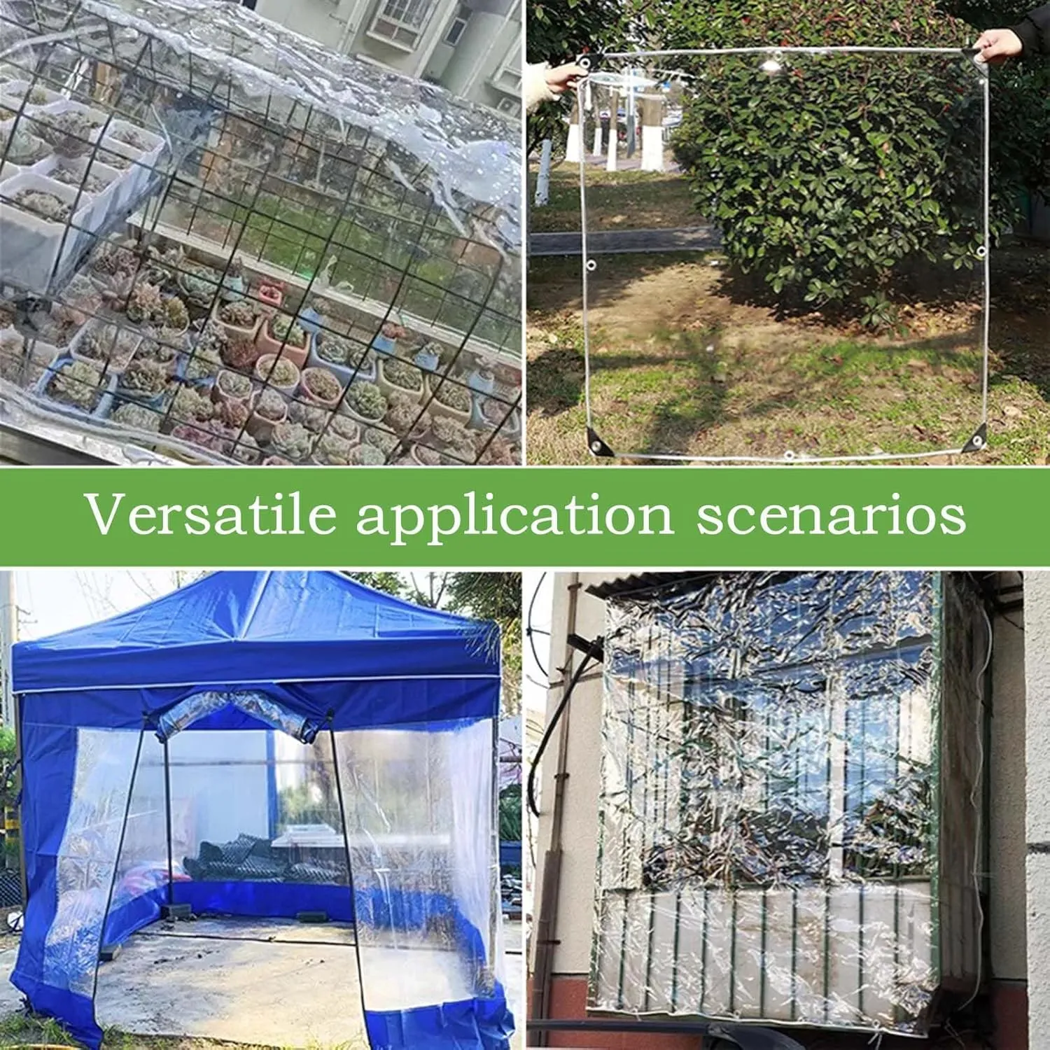 Heavy Duty Clear Vinyl PVC Waterproof Tarps 4.6x9.8ft, Tarp Thick Transparent Tarpaulin with Grommets, Tarp Cover for Greenhouse Balcony Garden
