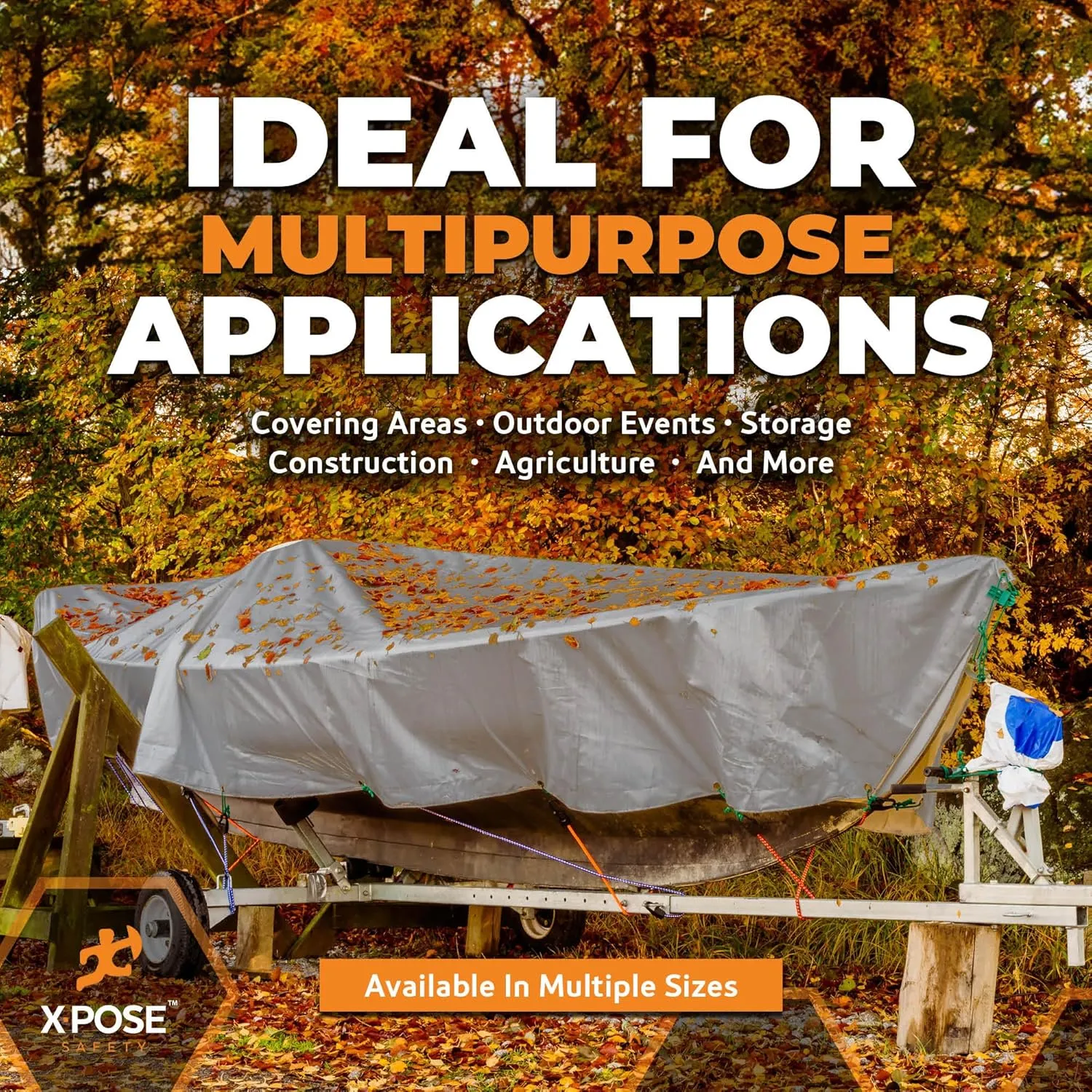 Heavy Duty Silver Poly Tarp 8' X 10' - Multipurpose Protective Cover - Durable, Waterproof, Weather Proof, Rip and Tear Resistant - Extra Thick 12 Mil Polyethylene - by Xpose Safety